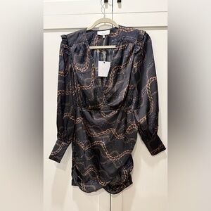 L'Academie Black and Tan Patterned Dress